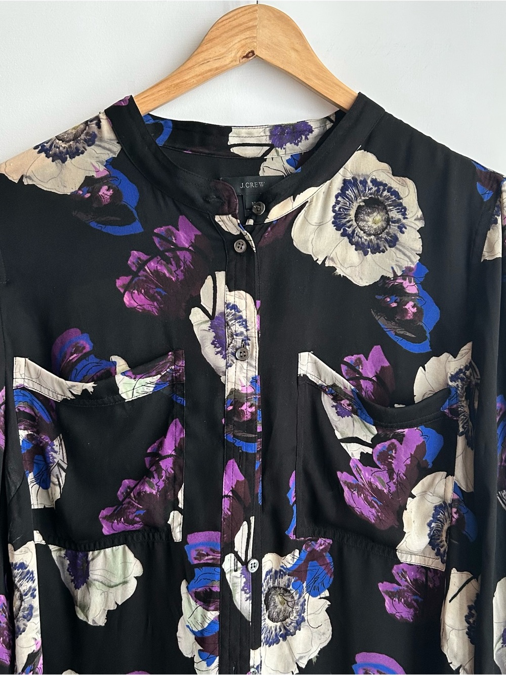J. Crew Silk Floral Print Button-Down Blouse, Women's, Size 10